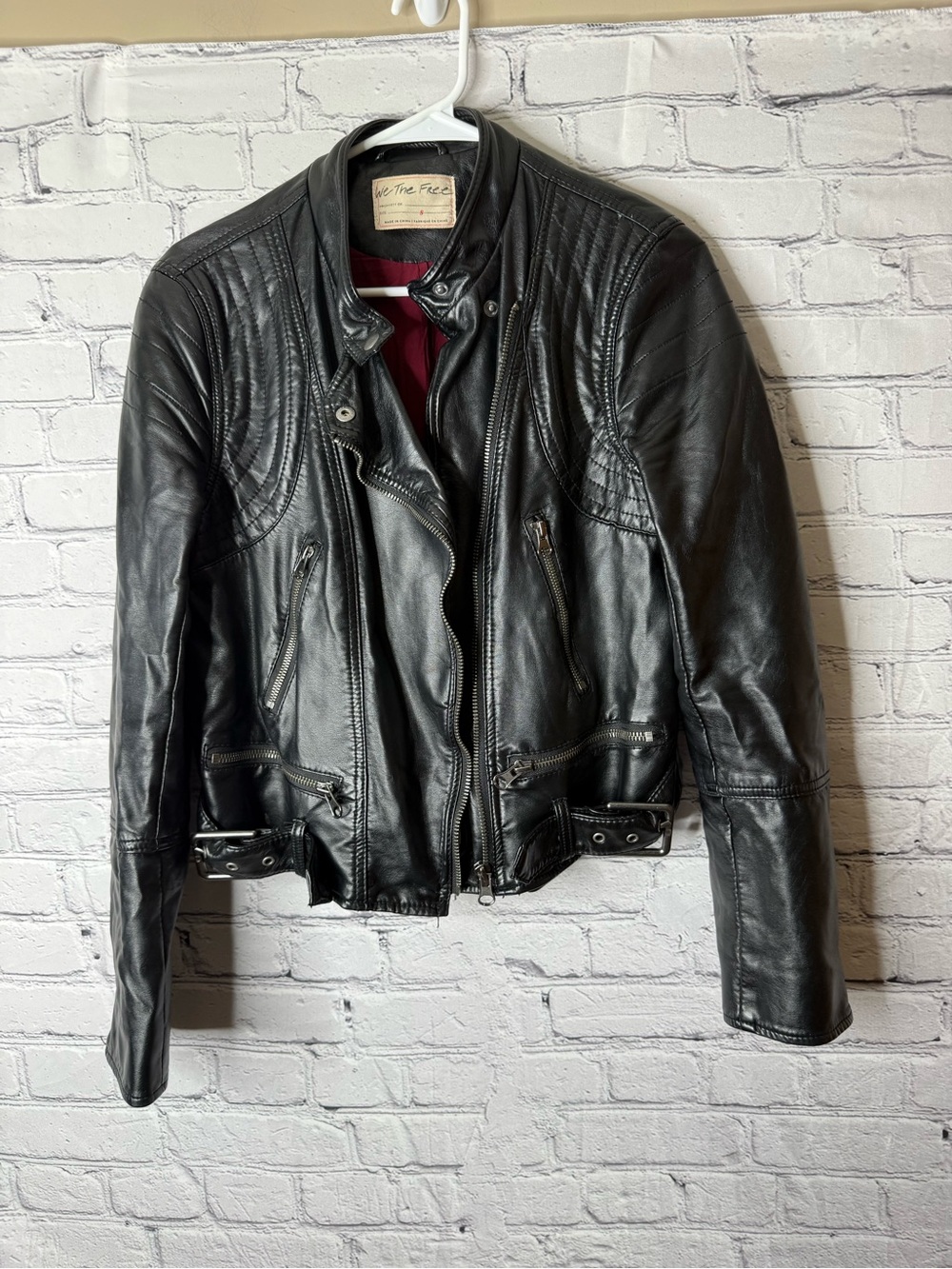 We the free heartbreaker Vintage inspired Black Leather Biker Jacket small